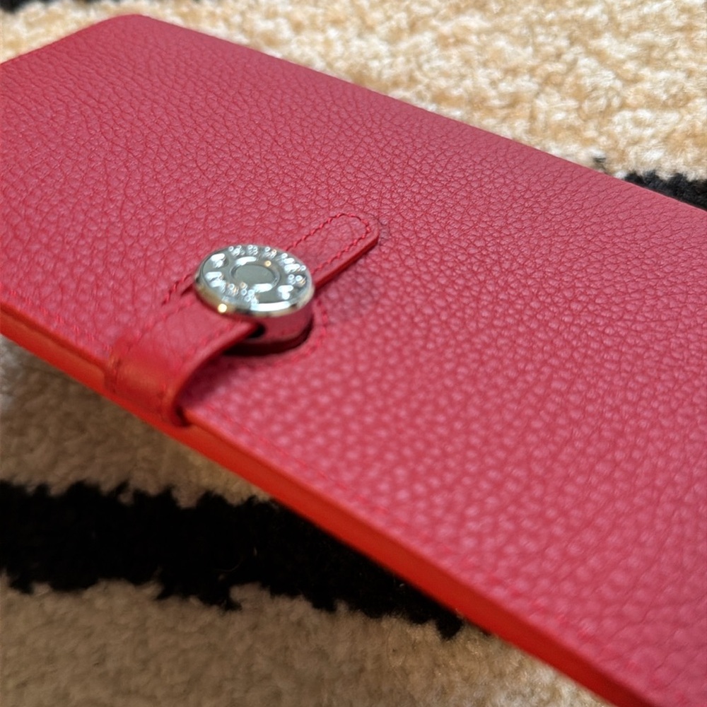 New Hermes Paris Dogon Red Genuine Leather Wallet/Clutch - Picture 4 of 14